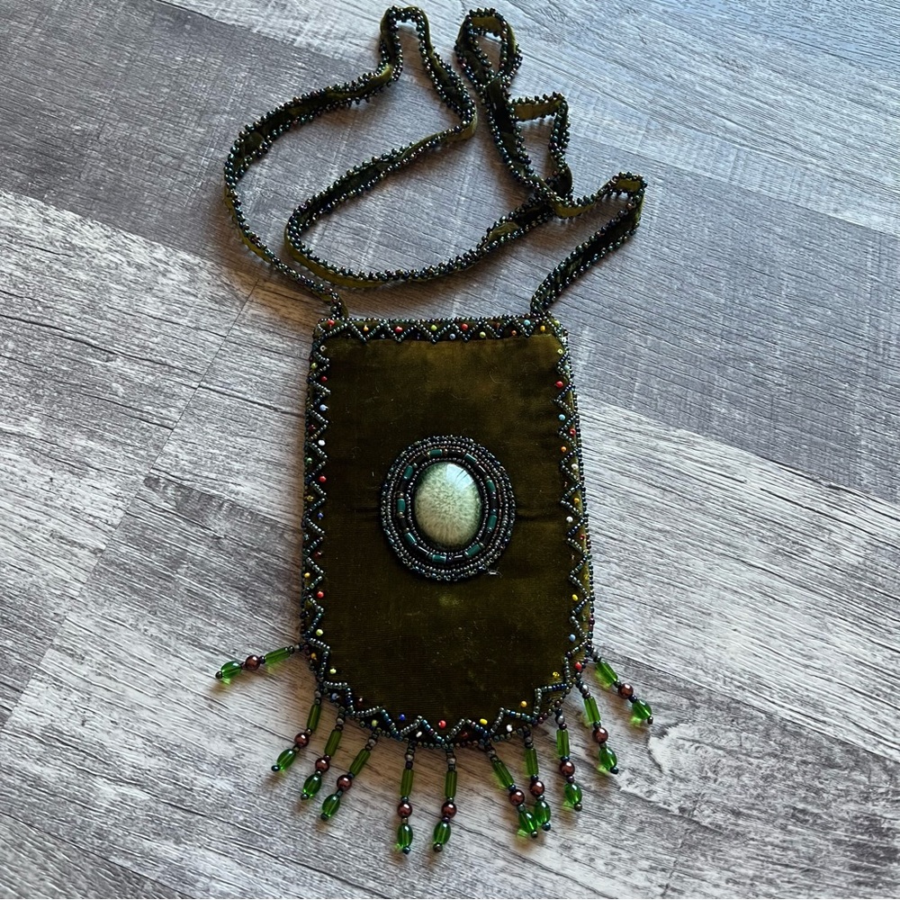 Mini Crossbody Phone Holder Green Velvet